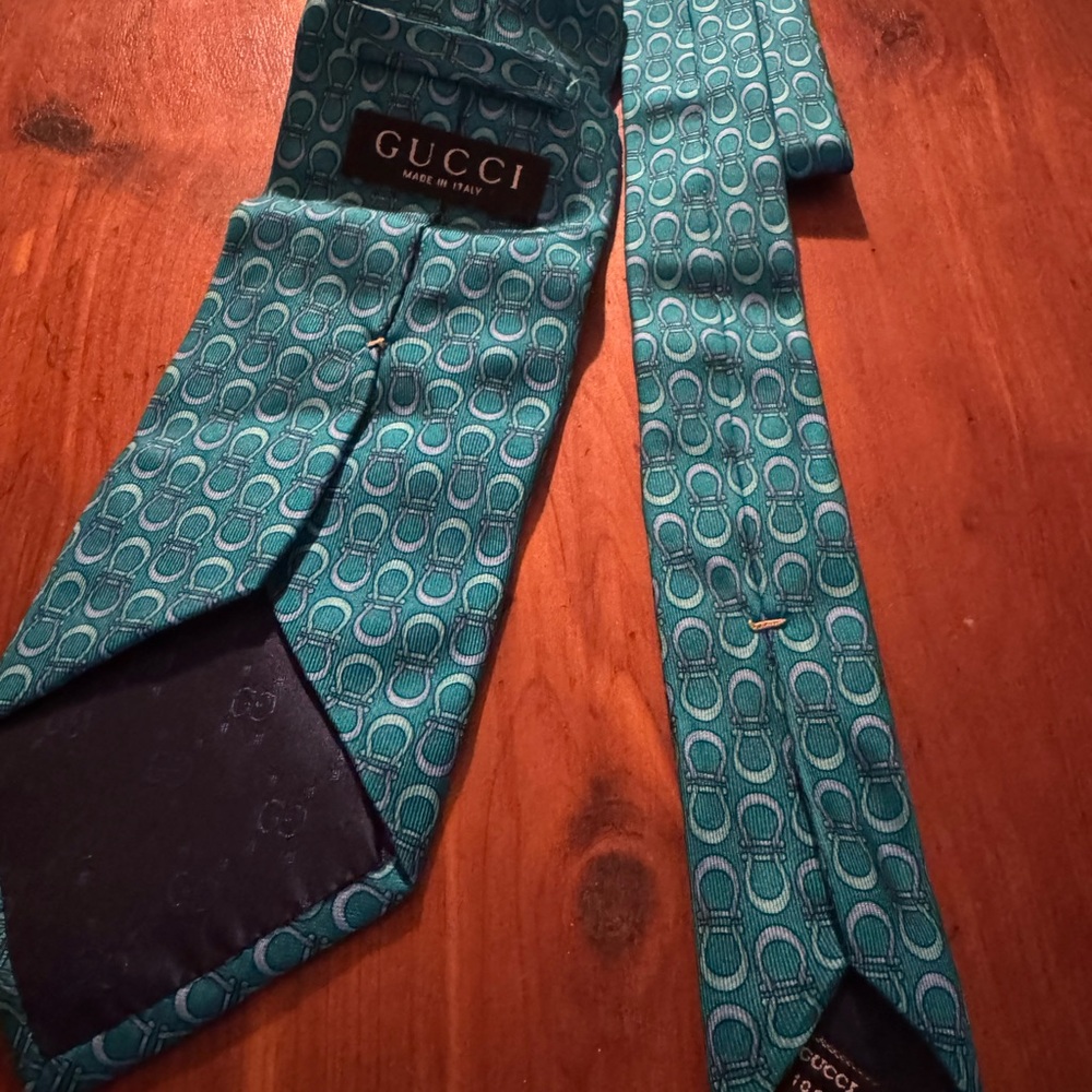 Gucci Blue Geometric Men's Tie - Picture 3 of 4
